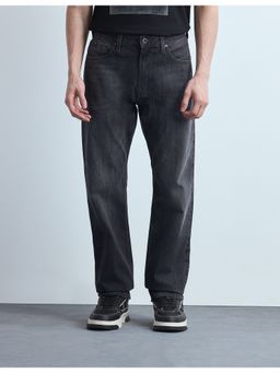 Flying Machine - Men Black Cotton Solid Straight Jeans