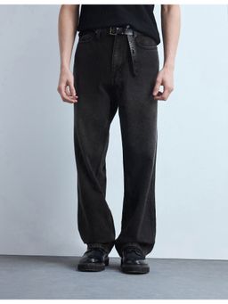 Flying Machine - Men Black Cotton Solid Straight Jeans