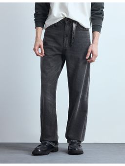 Flying Machine - Men Black Cotton Solid Straight Jeans