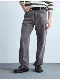 Flying Machine - Men Black Cotton Solid Straight Jeans