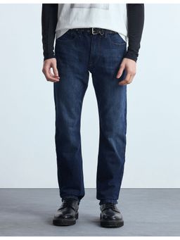 Flying Machine - Men Blue Cotton Solid Straight Jeans