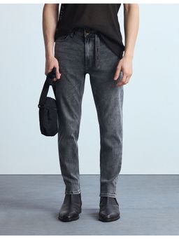 Flying Machine - Men Black Cotton Solid Straight Jeans