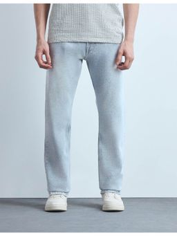 Flying Machine - Men Blue Cotton Solid Straight Jeans