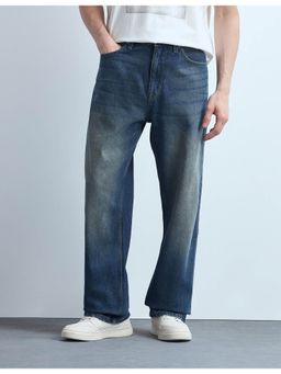 Flying Machine - Men Blue Cotton Solid Straight Jeans