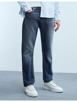 Flying Machine - Men Blue Cotton Solid Straight Jeans
