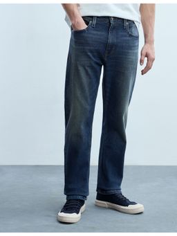 Flying Machine - Men Blue Cotton Solid Straight Jeans