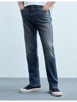 Flying Machine - Men Blue Cotton Solid Straight Jeans