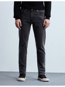 Flying Machine - Men Black Cotton Solid Slim Jeans