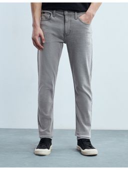 Flying Machine - Men Grey Cotton Solid Slim Jeans