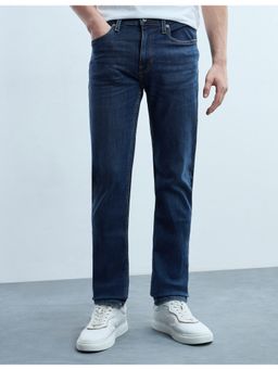 Flying Machine - Men Blue Cotton Solid Slim Jeans