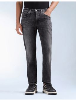 Flying Machine - Men Black Cotton Solid Straight Jeans