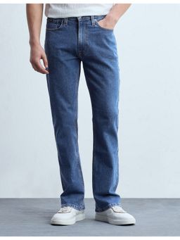 Flying Machine - Men Blue Cotton Solid Boot Cut Jeans