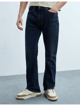 Flying Machine - Men Blue Cotton Solid Boot Cut Jeans