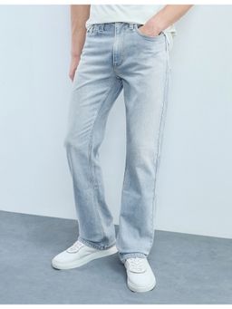 Flying Machine - Men Blue Cotton Solid Boot Cut Jeans