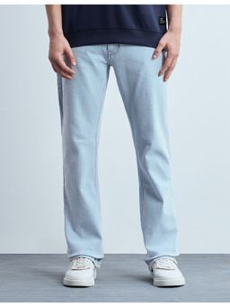 Flying Machine - Men Blue Cotton Solid Boot Cut Jeans