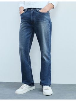 Flying Machine - Men Blue Cotton Solid Boot Cut Jeans