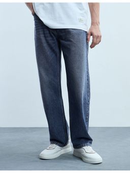 Flying Machine - Men Blue Cotton Solid Straight Jeans