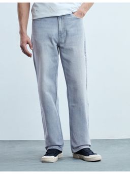 Flying Machine - Men Blue Cotton Solid Straight Jeans