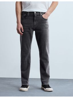 Flying Machine - Men Black Cotton Solid Straight Jeans