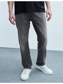 Flying Machine - Men Black Cotton Solid Straight Jeans