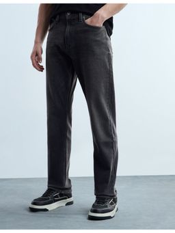 Flying Machine - Men Black Cotton Solid Straight Jeans