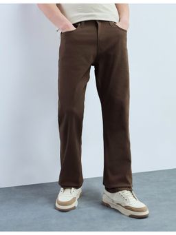 Flying Machine - Men Brown Cotton Solid Straight Jeans