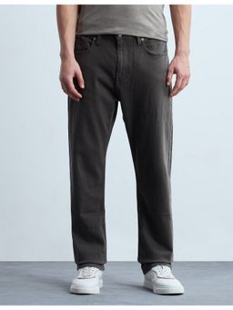 Flying Machine - Men Grey Cotton Solid Straight Jeans