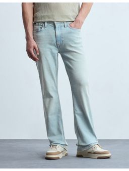 Flying Machine - Men Blue Cotton Solid Boot Cut Jeans