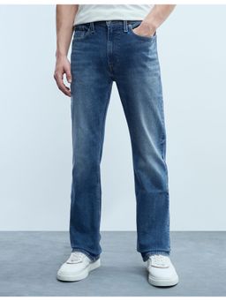Flying Machine - Men Blue Cotton Solid Boot Cut Jeans