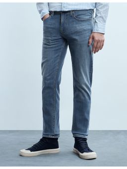 Flying Machine - Men Blue Cotton Solid Slim Jeans