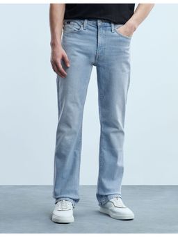 Flying Machine - Men Blue Cotton Solid Boot Cut Jeans