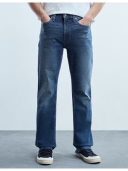 Flying Machine - Men Blue Cotton Solid Boot Cut Jeans