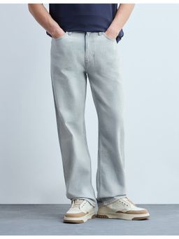 Flying Machine - Men Blue Cotton Solid Straight Jeans