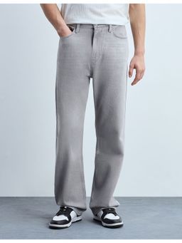 Flying Machine - Men Grey Cotton Solid Straight Jeans