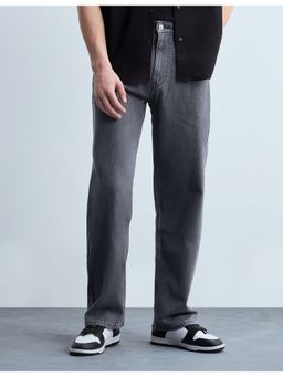 Flying Machine - Men Black Cotton Solid Straight Jeans