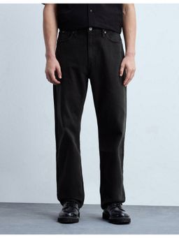 Flying Machine - Men Black Cotton Solid Straight Jeans