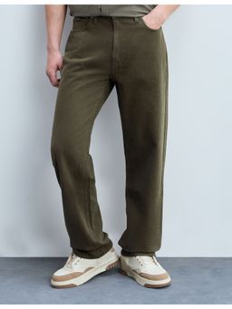 Flying Machine - Men Green Cotton Solid Straight Jeans