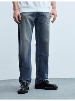 Flying Machine - Men Blue Cotton Solid Straight Jeans