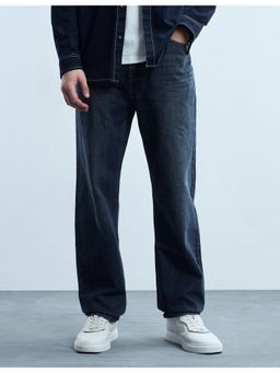 Flying Machine - Men Blue Cotton Solid Straight Jeans