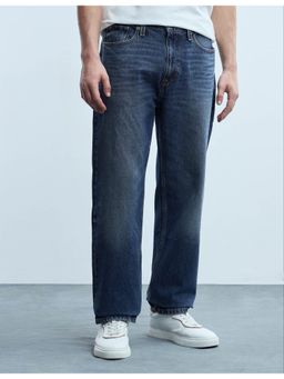 Flying Machine - Men Blue Cotton Solid Straight Jeans