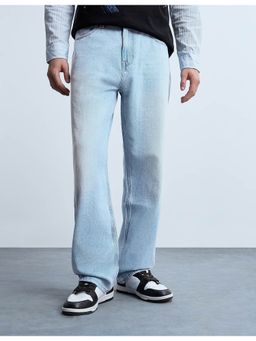 Flying Machine - Men Blue Cotton Solid Straight Jeans