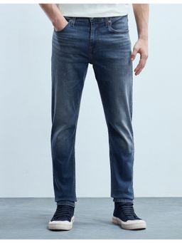 Flying Machine - Men Blue Cotton Solid Slim Jeans