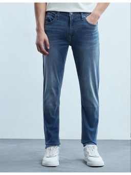 Flying Machine - Men Blue Cotton Solid Slim Jeans