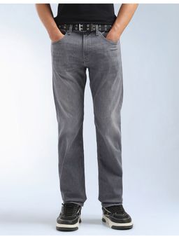 Flying Machine - Men Grey Cotton Solid Straight Jeans