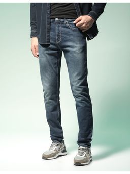 Flying Machine - Men Blue Cotton Solid Slim Jeans