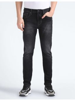 Flying Machine - Men Black Cotton Solid Slim Jeans