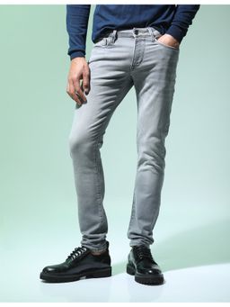 Flying Machine - Men Grey Cotton Solid Skinny Jeans