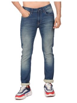 Flying Machine - Men Blue Cotton Solid Slim Jeans
