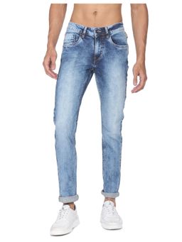 Flying Machine - Men Blue Cotton Solid Skinny Jeans