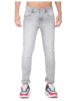 Flying Machine - Men Grey Cotton Solid Slim Jeans